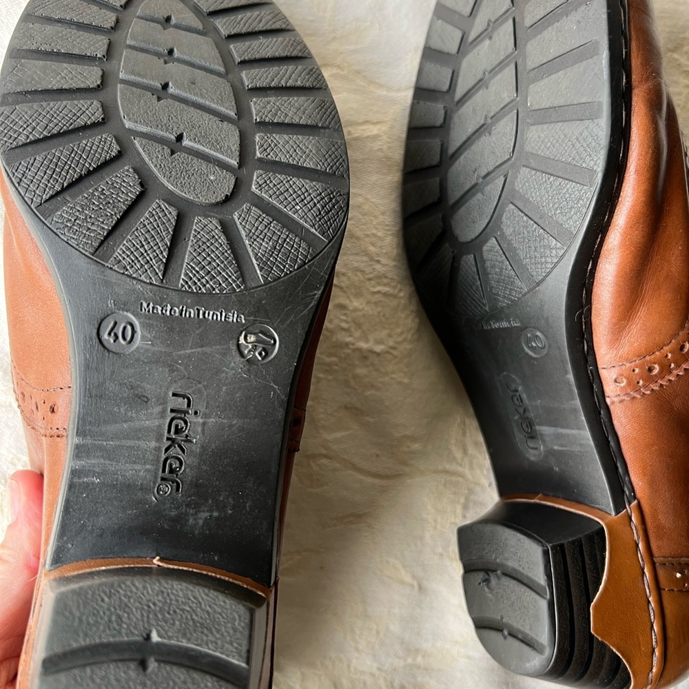 RIEKER Leather Brown Lace Up Comfort Oxford Loafer CottageCore Vintage Size 40 - Picture 7 of 8